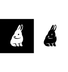 Baby Rabbit Icon Simple Black And White Silhouette