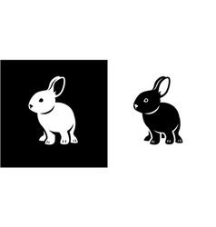 Baby Rabbit Icon Simple Black And White Silhouette