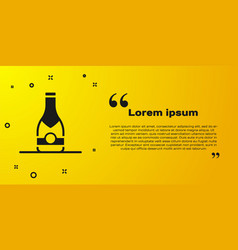 Black Champagne Bottle Icon Isolated On Yellow