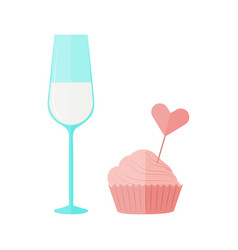 Valentine Glass And Cake Colored