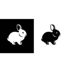 Baby Rabbit Icon Simple Black And White Silhouette