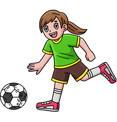 Girl Chasing A Soccer Ball Cartoon Clipart I