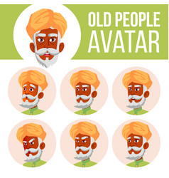 Indian Old Man Avatar Set Hindu Asian