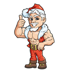 Strong Santa Claus In Red Costume Making Thumb Up