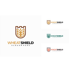 Wheat Shield Logo Designs Concept Grain Logo