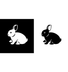 Baby Rabbit Icon Simple Black And White Silhouette