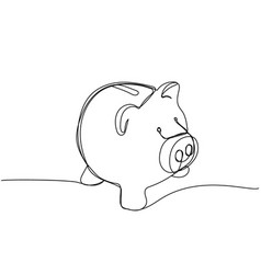 Piggy Bank Savings Pig Bank One Line Art