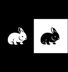 Baby Rabbit Icon Simple Black And White Silhouette