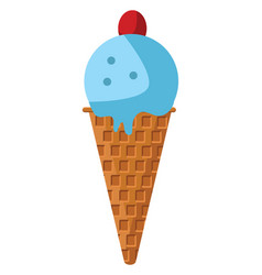 Blue Ice Cream In Cone On A White Background