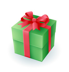 Green Gift Box With Red Ribbon 3d Icon