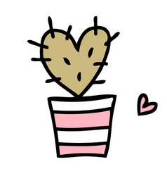 Hand Drawn Valentine Heart-shaped Cactus