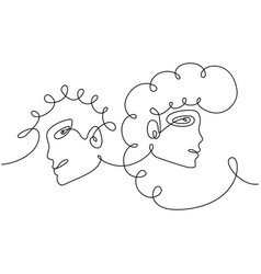 Abstract Man And Woman By One Line Drawing