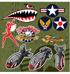 Airplane Flight Tiger Stickers Set