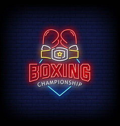 Neon Sign Boxing Championship With Brick Wall Back