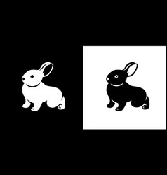 Baby Rabbit Icon Simple Black And White Silhouette