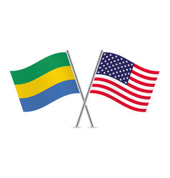 Gabon And America Crossed Flags