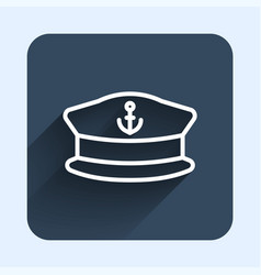 White Line Captain Hat Icon Isolated With Long