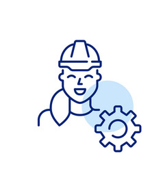 Woman Wearing Hard Hat And Cogwheel Icon Female