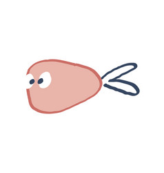 Cute Hand Drawn Fish Red Animal With Big Eyes