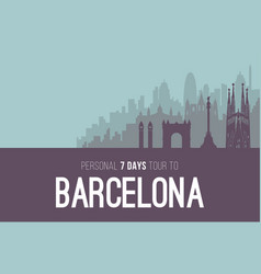 Placard With Famous Barcelona City Scape