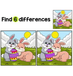 Two Rabbit Holding Easter Egg Find The Differences