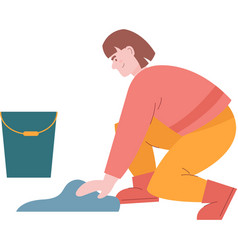 Woman Cleaning Home Washing Floor Icon