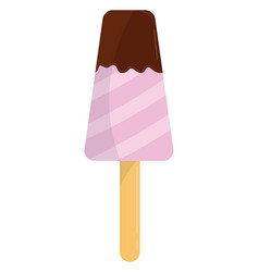 Pink Chocolate Ice Cream On Stick On A White