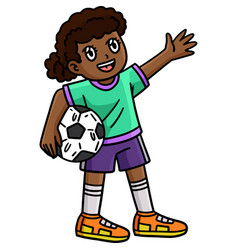 Soccer Girl With A Ball Cartoon Colored Clipart