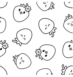 Cute Strawberry Seamless Pattern Coloring Page