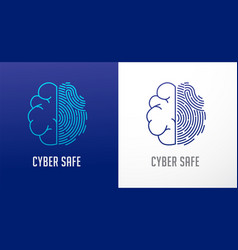 Fingerprint Scan Logo Privacy Human Brain Icon