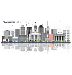 Nashville Tennessee City Skyline With Color