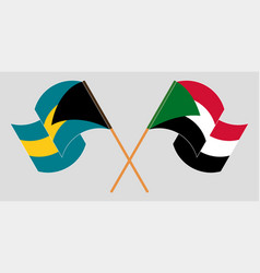 Crossed And Waving Flags Of Bahamas And Sudan