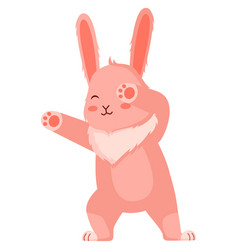 Cute Cartoon Pink Rabbit Dancing Dabbing Dance