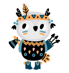 Cute Owl In Tribal Costume Ethnic Animal