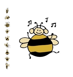 Funny Dance Bee Sketch For Your Design