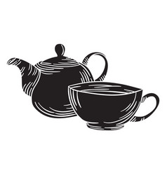 Hand Drawn Tea Pot Cup Cut Out