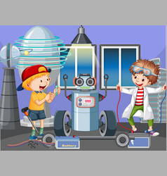 Scene With Children Building Robot Together