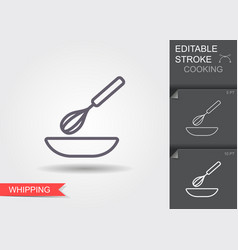 Whisk And Bowl Line Icon With Editable Stroke