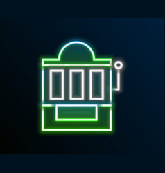 Glowing Neon Line Slot Machine Icon Isolated