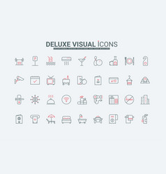 Hotel Room Service And Hospitality Line Icons Set