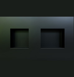 Two Empty Niches Or Shelf On Black Wall 3d Mockup