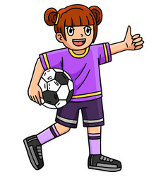 Girl Holding A Soccer Ball Cartoon Clipart I