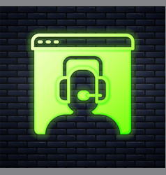 Glowing Neon Telephone 24 Hours Support Icon