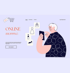 Online Shopping Process Elderly Woman Buying