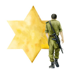 Jewish Israel Army Soldier And Gold Star Of David