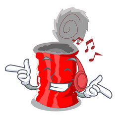 Listening Music Set Of Metallic Tin Can Cartoon