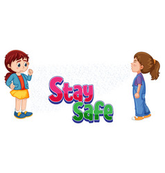 Stay Safe Logo With Two Kids Keep Social