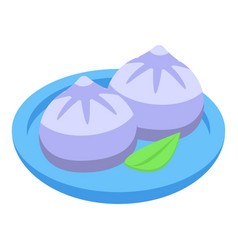 Baozi Plate Icon Isometric Chinese Food