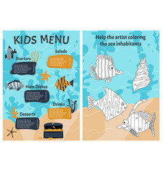 Cute Colorful Template For Childrens Menu With