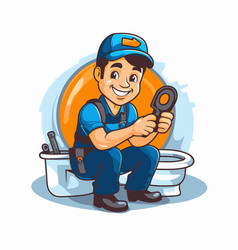 Plumber Cartoon Character Of A Holding